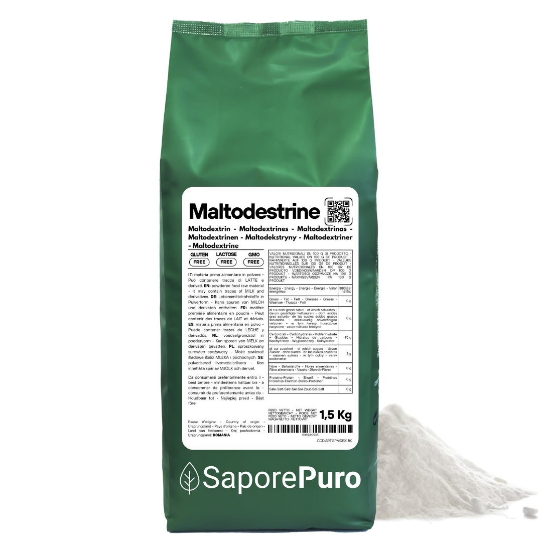 Maltodextrine 18-19DE - Verpakt in Italië - Langzaam vrijkomende suiker - voor ijs - SaporePuro